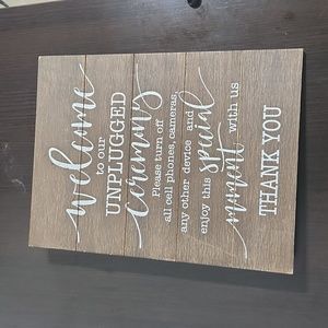 Wooden unplugged ceremony sign